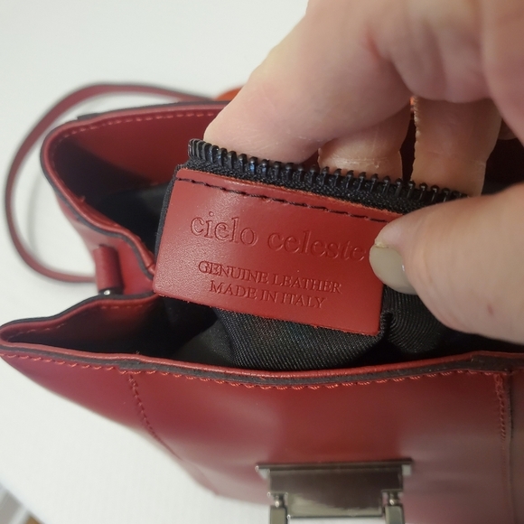 Cielo Celeste Italian Red Leather Convertible Backpack, Satchel, Shoulder Bag main image 4